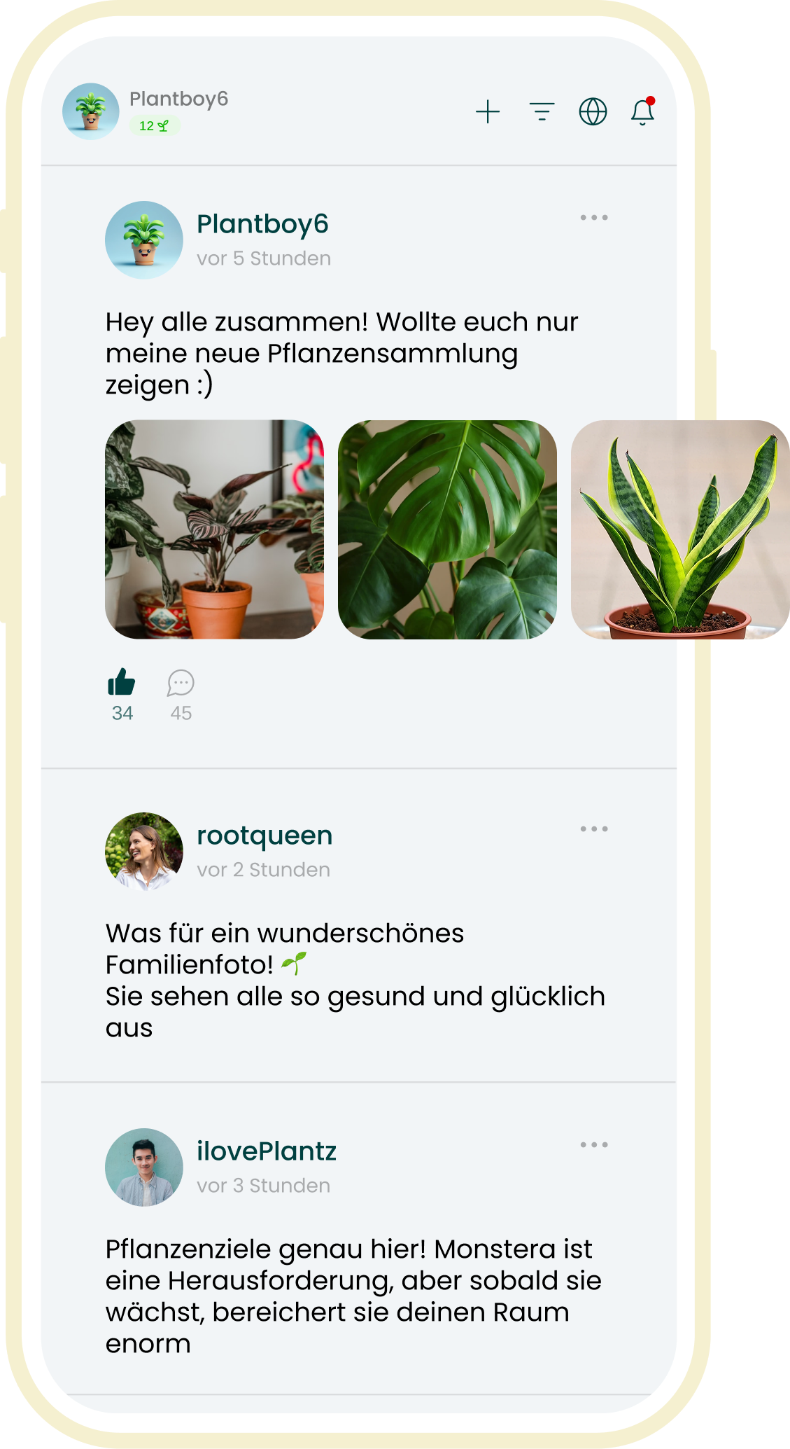 Unterhaltungen der Pflanzen-Community in der Plant-ID-App